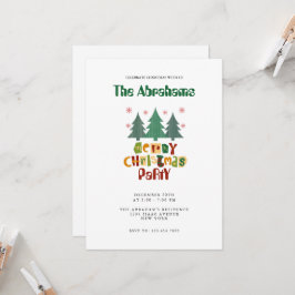 Färgfull familj Julgran God jul Inbjudningar