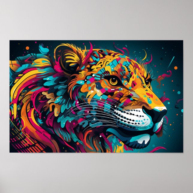 Färgfull fantasintiger poster (Framsidan)