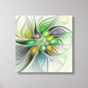Färgfull Fantasy Flower Modern Abstrakt Fractal Canvastryck