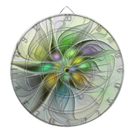 Färgfull Fantasy Flower Modern Abstrakt Fractal Darttavla