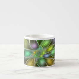 Färgfull Fantasy Flower Modern Abstrakt Fractal Espressomugg