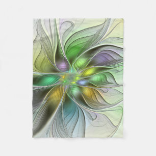 Färgfull Fantasy Flower Modern Abstrakt Fractal Fleecefilt
