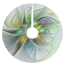 Färgfull Fantasy Flower Modern Abstrakt Fractal Julgransmatta Borstad Polyester