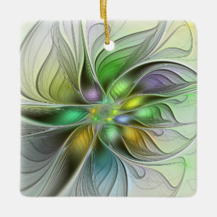 Färgfull Fantasy Flower Modern Abstrakt Fractal Julgransprydnad Keramik
