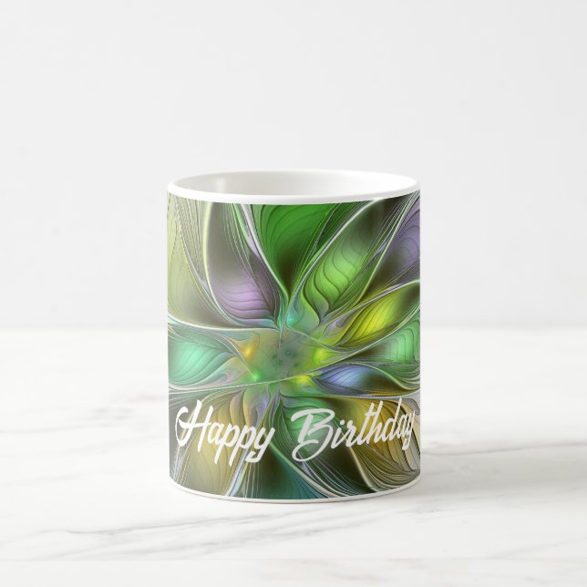 Färgfull Fantasy Flower Modern Abstrakt Fractal Kaffemugg (Center)