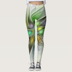 Färgfull Fantasy Flower Modern Abstrakt Fractal Leggings