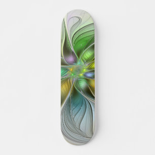 Färgfull Fantasy Flower Modern Abstrakt Fractal Mini Skateboard Bräda 18,5 Cm
