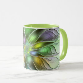 Färgfull Fantasy Flower Modern Abstrakt Fractal Mugg