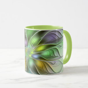 Färgfull Fantasy Flower Modern Abstrakt Fractal Mugg