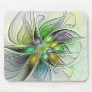 Färgfull Fantasy Flower Modern Abstrakt Fractal Musmatta