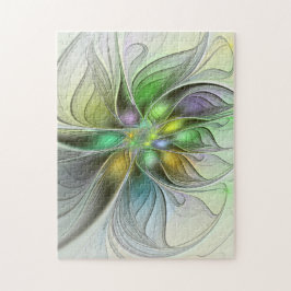 Färgfull Fantasy Flower Modern Abstrakt Fractal Pussel