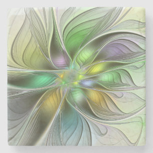 Färgfull Fantasy Flower Modern Abstrakt Fractal Stenunderlägg