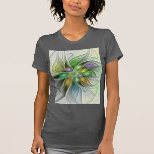 Färgfull Fantasy Flower Modern Abstrakt Fractal T Shirt