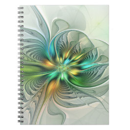 Färgfull Fantasy Modern Abstrakt Flower Fractal Anteckningsbok