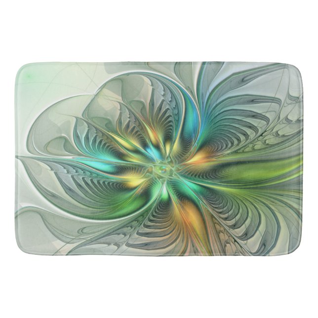 Färgfull Fantasy Modern Abstrakt Flower Fractal Badrumsmatta (Framsidan)