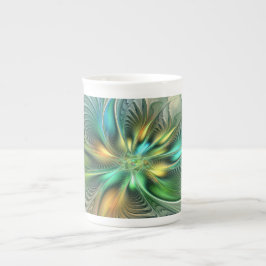 Färgfull Fantasy Modern Abstrakt Flower Fractal Benporslin Mugg