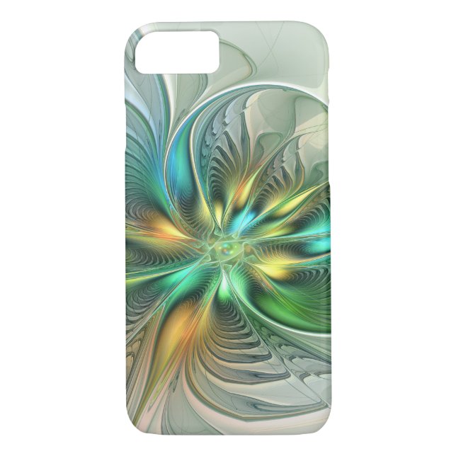 Färgfull Fantasy Modern Abstrakt Flower Fractal Case-Mate iPhone Skal (Baksida)