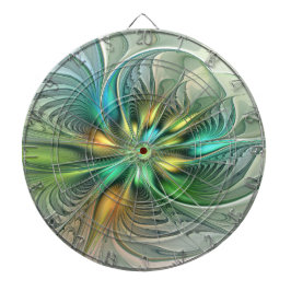 Färgfull Fantasy Modern Abstrakt Flower Fractal Darttavla