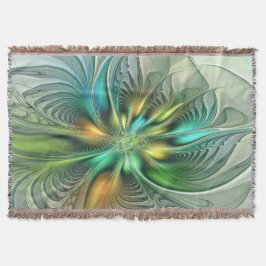 Färgfull Fantasy Modern Abstrakt Flower Fractal Filt