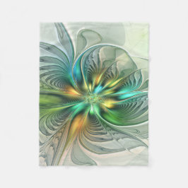 Färgfull Fantasy Modern Abstrakt Flower Fractal Fleecefilt