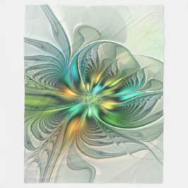 Färgfull Fantasy Modern Abstrakt Flower Fractal Fleecefilt