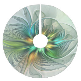 Färgfull Fantasy Modern Abstrakt Flower Fractal Julgransmatta Borstad Polyester