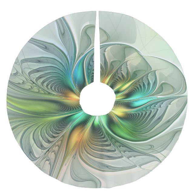 Färgfull Fantasy Modern Abstrakt Flower Fractal Julgransmatta Borstad Polyester (Framsidan)