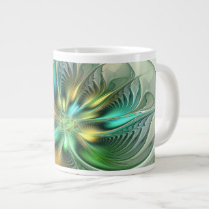 Färgfull Fantasy Modern Abstrakt Flower Fractal Jumbo Mugg