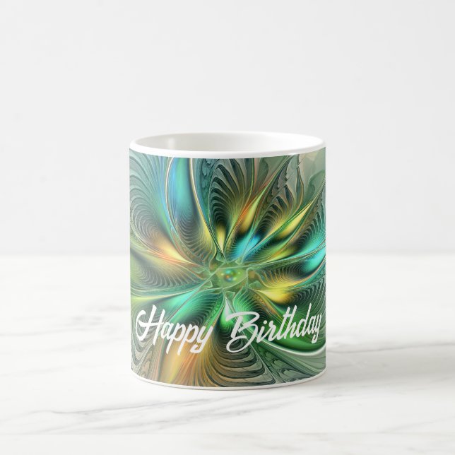 Färgfull Fantasy Modern Abstrakt Flower Fractal Kaffemugg (Center)
