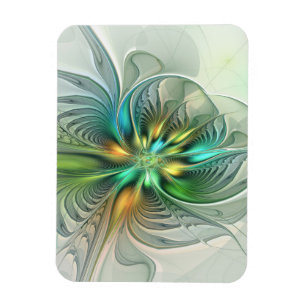 Färgfull Fantasy Modern Abstrakt Flower Fractal Magnet