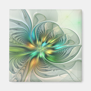 Färgfull Fantasy Modern Abstrakt Flower Fractal Magnet