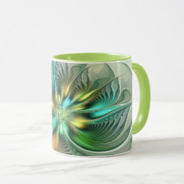 Färgfull Fantasy Modern Abstrakt Flower Fractal Mugg