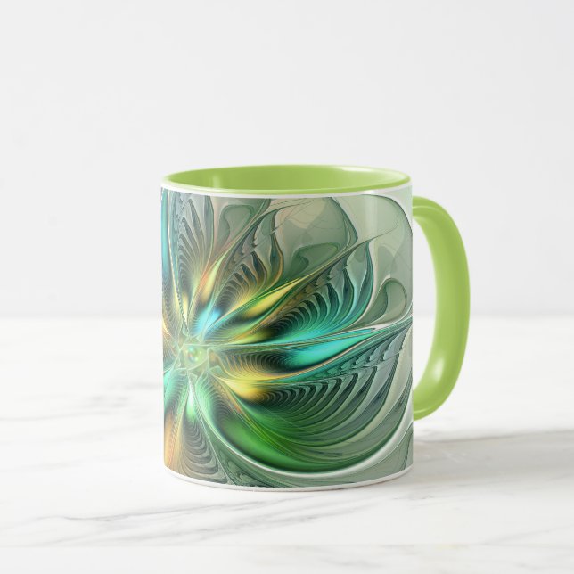 Färgfull Fantasy Modern Abstrakt Flower Fractal Mugg (Framsida höger)
