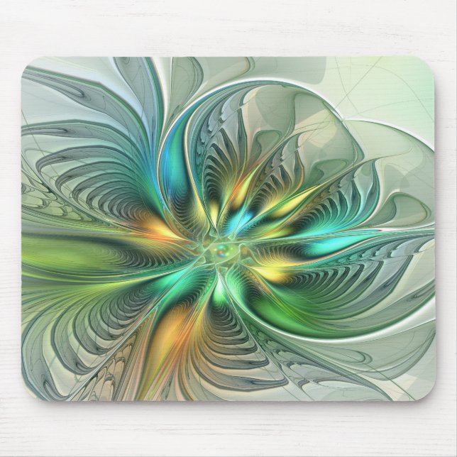 Färgfull Fantasy Modern Abstrakt Flower Fractal Musmatta (Framsidan)