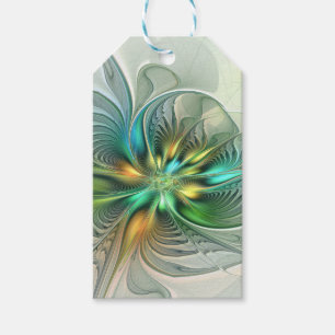Färgfull Fantasy Modern Abstrakt Flower Fractal Presentetikett