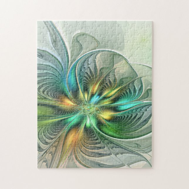 Färgfull Fantasy Modern Abstrakt Flower Fractal Pussel (Vertikal)