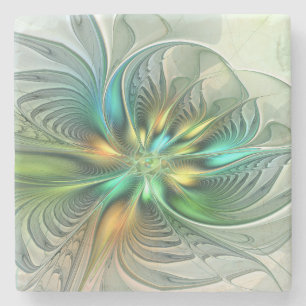 Färgfull Fantasy Modern Abstrakt Flower Fractal Stenunderlägg