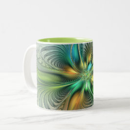 Färgfull Fantasy Modern Abstrakt Flower Fractal Två-Tonad Mugg