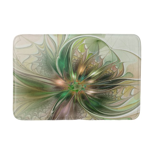 Färgfull fantasy Modern Abstrakt Fractal Flower Badrumsmatta (Framsidan)