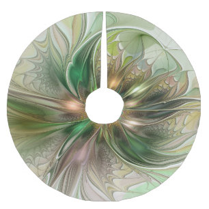 Färgfull fantasy Modern Abstrakt Fractal Flower Julgransmatta Borstad Polyester