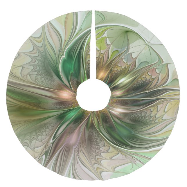 Färgfull fantasy Modern Abstrakt Fractal Flower Julgransmatta Borstad Polyester (Framsidan)