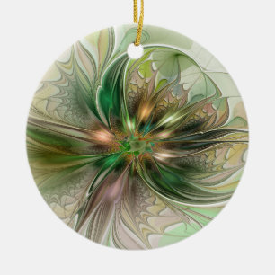 Färgfull fantasy Modern Abstrakt Fractal Flower Julgransprydnad Keramik