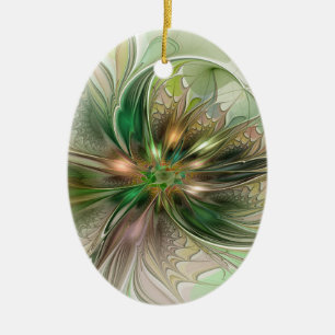 Färgfull fantasy Modern Abstrakt Fractal Flower Julgransprydnad Keramik