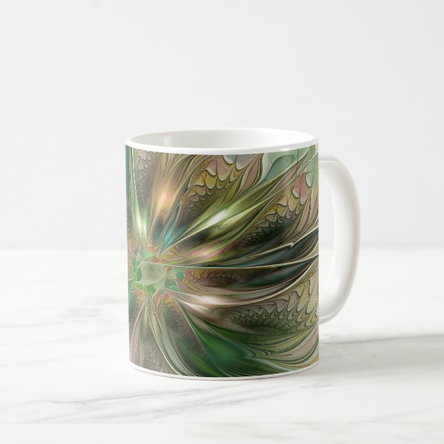 Färgfull fantasy Modern Abstrakt Fractal Flower Kaffemugg (Framsida höger)