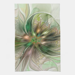 Färgfull fantasy Modern Abstrakt Fractal Flower Kökshandduk