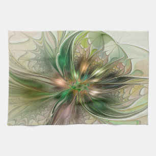Färgfull fantasy Modern Abstrakt Fractal Flower Kökshandduk