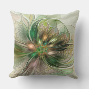 Färgfull fantasy Modern Abstrakt Fractal Flower Kudde