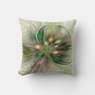 Färgfull fantasy Modern Abstrakt Fractal Flower Kudde