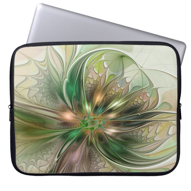 Färgfull fantasy Modern Abstrakt Fractal Flower Laptop Fodral (Framsidan)