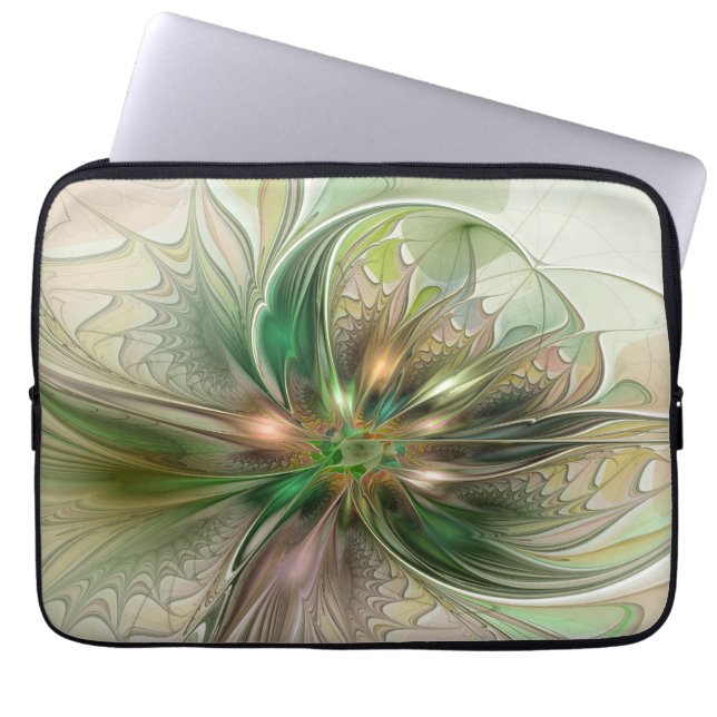 Färgfull fantasy Modern Abstrakt Fractal Flower Laptop Fodral (Framsidan)